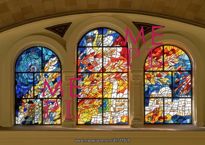 : Stained glass window, Great Synagogue, Nice : Stained glass window, Great Synagogue, Nice