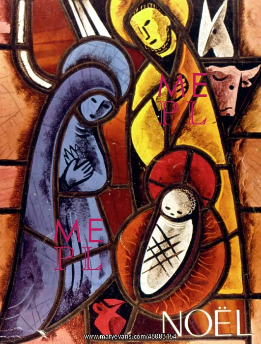 : Stained glass window of the Nativity : Stained glass window of the Nativity