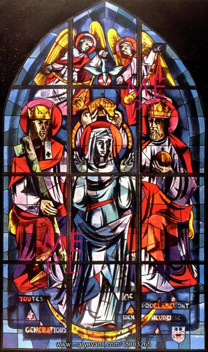 : Stained glass window of Virgin Mary at Annunciation : Stained glass window of Virgin Mary at Annunciation