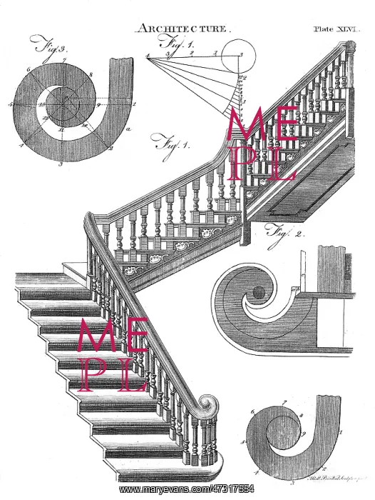 : STAIRCASE. A staircase with bannister and intermediate landing : STAIRCASE. A staircase with bannister and intermediate landing