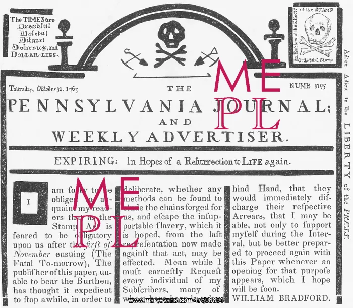 : Stamp Act Deplored in Newspaper : Stamp Act Deplored in Newspaper