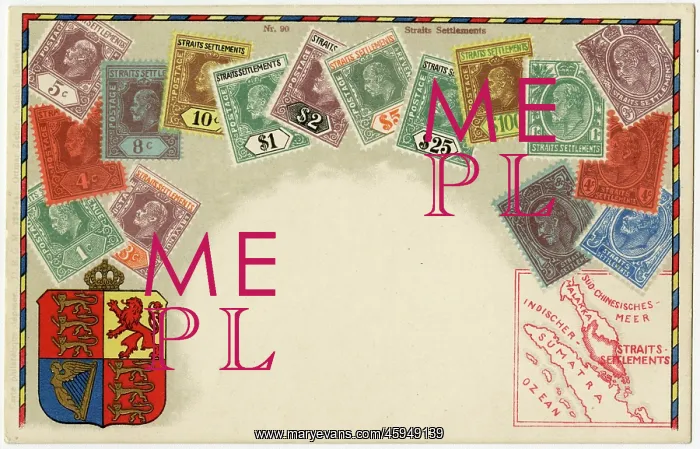 : Stamp Card produced by Ottmar Zeihar - Straits Settlements : Stamp Card produced by Ottmar Zeihar - Straits Settlements