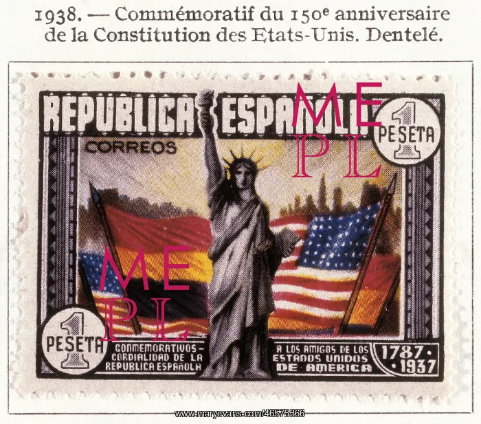 : Stamp of the Spanish Republic commemorating the : Stamp of the Spanish Republic commemorating the