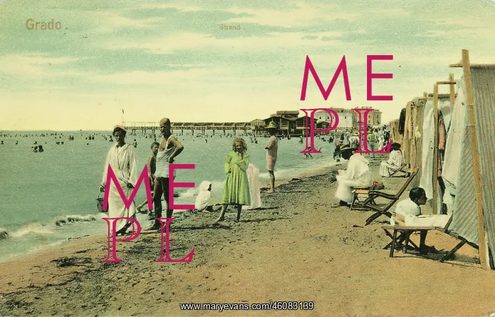 : Grado. Stand and bathing tents in Grado. 1906. Postcard : Grado. Stand and bathing tents in Grado. 1906. Postcard
