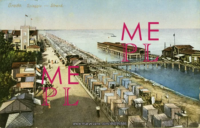 : Grado. Stand and bathing tents in Grado. 1912. Postcard : Grado. Stand and bathing tents in Grado. 1912. Postcard