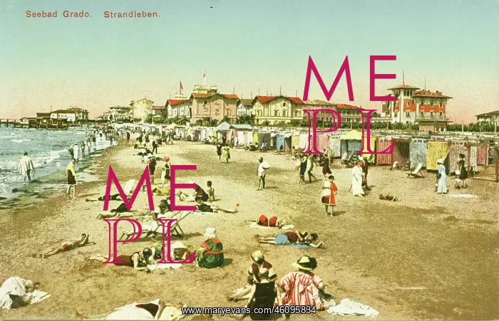: Grado. Stand and bathing tents in Grado. Um 1910. Postcard : Grado. Stand and bathing tents in Grado. Um 1910. Postcard