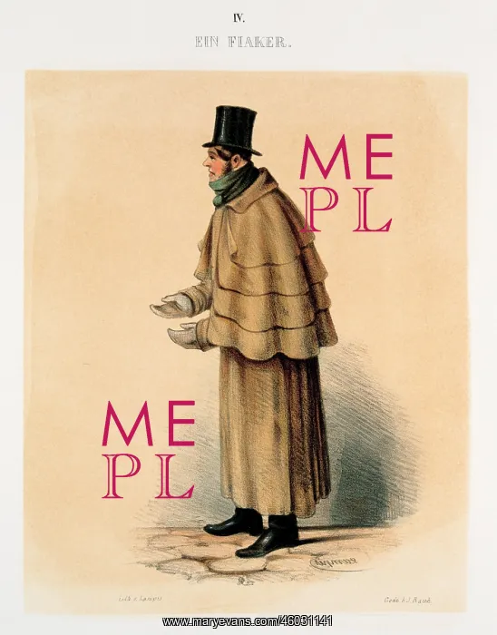 : Standing coachman with stovepipe hat and shawl : Standing coachman with stovepipe hat and shawl