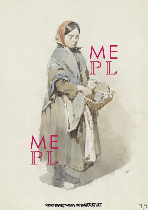 : Standing Woman with Headscarf and Basket : Standing Woman with Headscarf and Basket