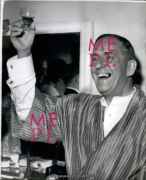 : Stanley Holloway, English actor, toasting My Fair Lady : Stanley Holloway, English actor, toasting My Fair Lady