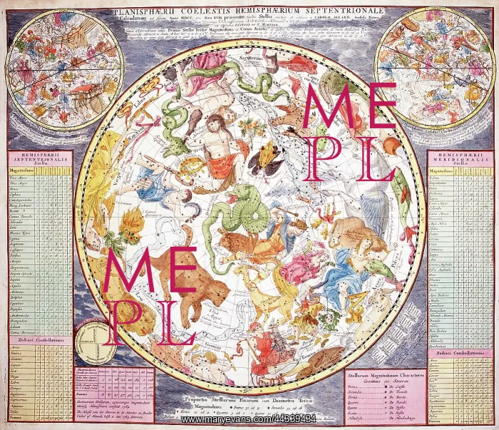 : Star map with constellations and signs of the Zodiac : Star map with constellations and signs of the Zodiac