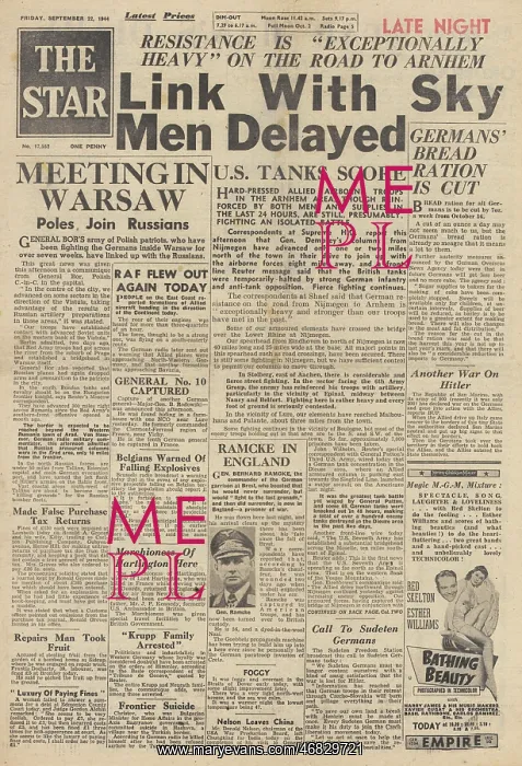 : The Star front page Battle of Arnhem : The Star front page Battle of Arnhem