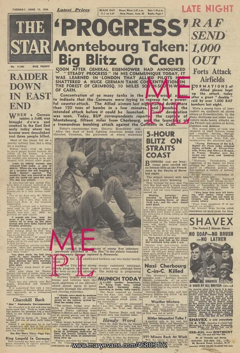 : The Star front page Battle for Caen : The Star front page Battle for Caen