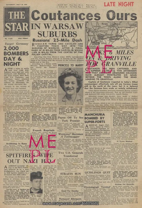  : The Star front page Battle for Normandy