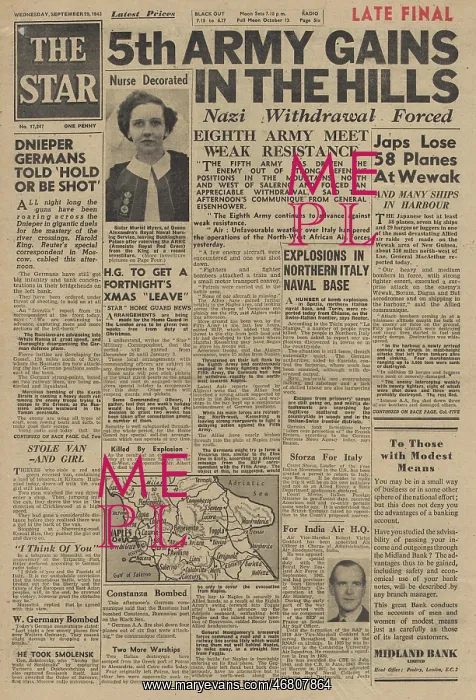 : The Star front page Battle for Salerno : The Star front page Battle for Salerno