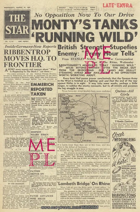 : The Star front page British forces advance into Germany : The Star front page British forces advance into Germany