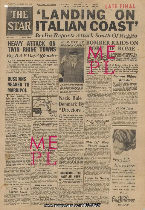 : The Star front page RAF bomb Ruhr : The Star front page RAF bomb Ruhr