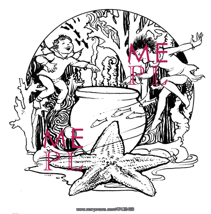: Starfish with jar and 2 fairies : Starfish with jar and 2 fairies