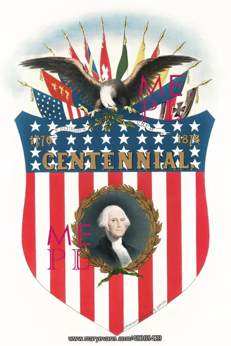 : A stars-and-stripes shield with a bust portrait : A stars-and-stripes shield with a bust portrait