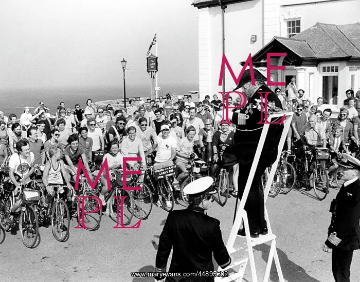 : Start of a charity cycle ride, Land's End : Start of a charity cycle ride, Land's End