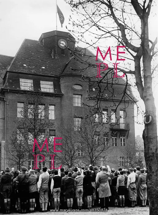 : Start of school with flag hoisting, 1934 : Start of school with flag hoisting, 1934