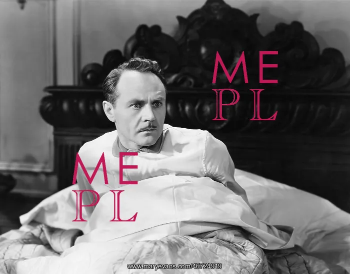 : Startled man sitting up in bed : Startled man sitting up in bed