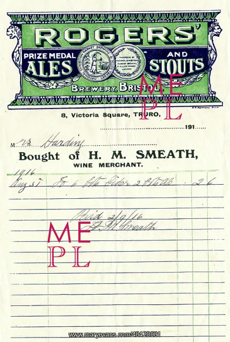 : Stationery, H M Smeath, Truro, Cornwall : Stationery, H M Smeath, Truro, Cornwall