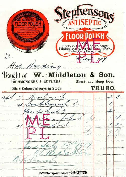 : Stationery, W Middleton & Son, Truro, Cornwall : Stationery, W Middleton & Son, Truro, Cornwall