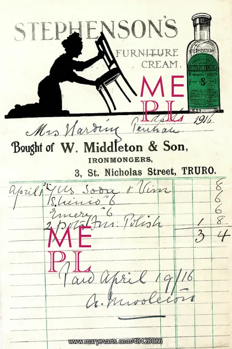 : Stationery, W Middleton & Son, Truro, Cornwall : Stationery, W Middleton & Son, Truro, Cornwall