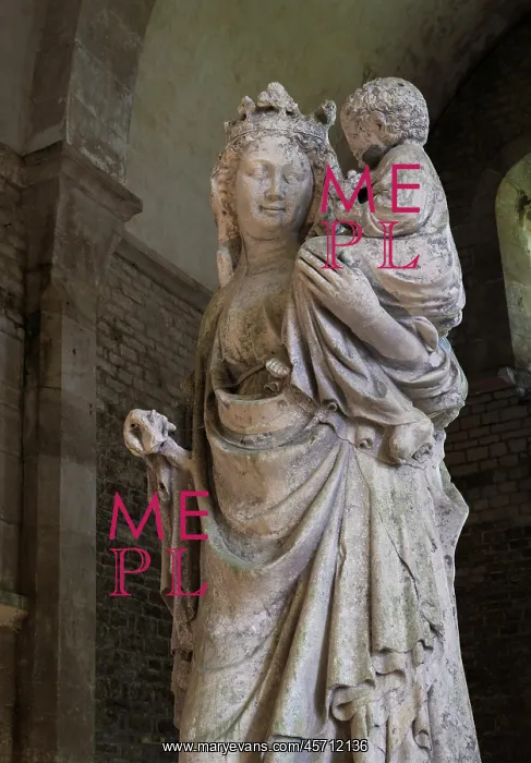 : Statue, Abbaye de Fontenay, Marmagne, Burgundy, France : Statue, Abbaye de Fontenay, Marmagne, Burgundy, France