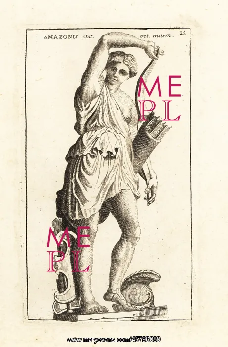 : Statue of an Amazon woman with bow, quiver of : Statue of an Amazon woman with bow, quiver of