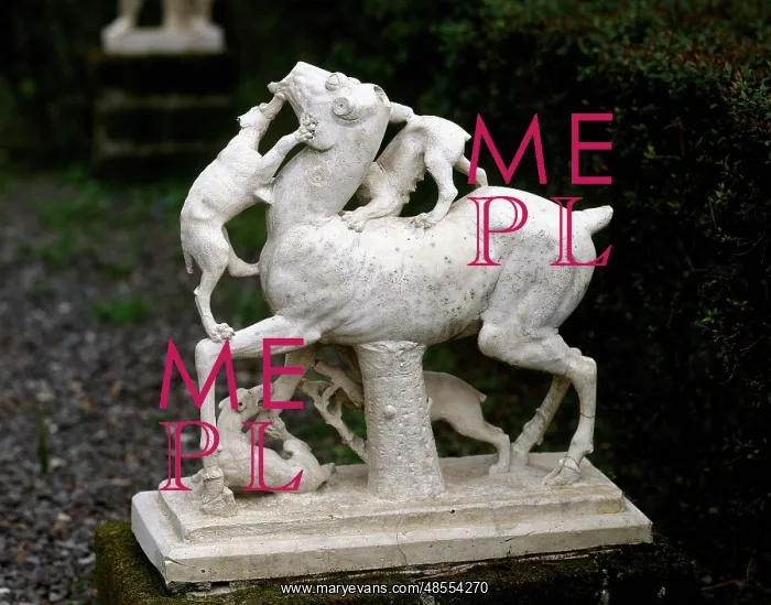 : Statue of a deer chased by a pack of dogs Herculaneum : Statue of a deer chased by a pack of dogs Herculaneum