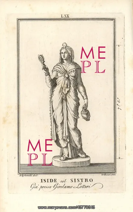 : Statue of the Egyptian goddess Isis with sistrum : Statue of the Egyptian goddess Isis with sistrum