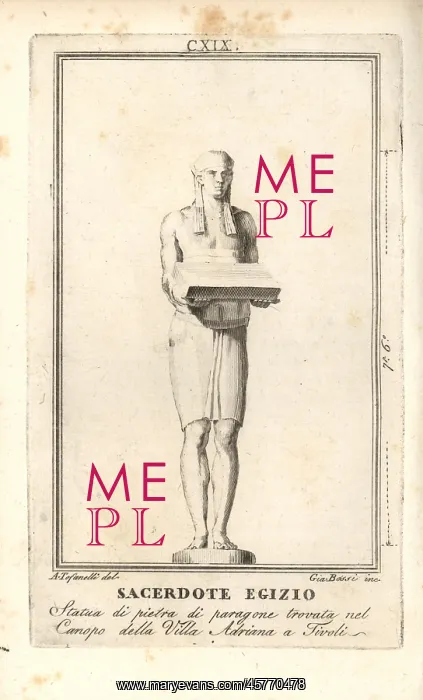 : Statue of an Egyptian priest in headdress : Statue of an Egyptian priest in headdress