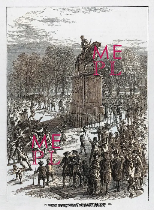 : Statue of George III pulled down : Statue of George III pulled down