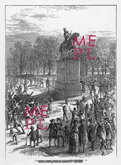: Statue of George III pulled down : Statue of George III pulled down