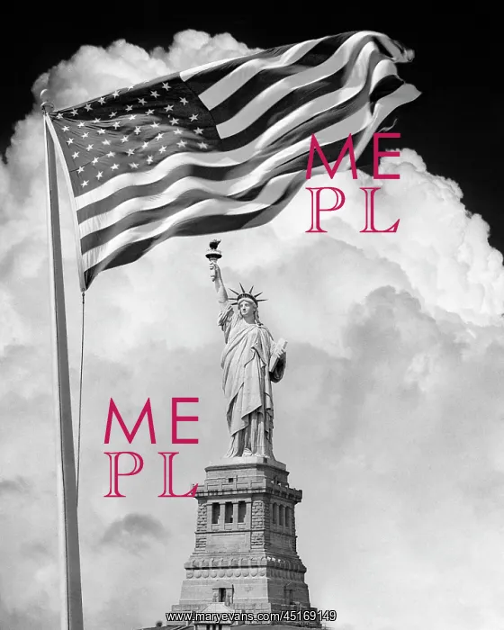 : Statue of Liberty with 48 Start American Flag : Statue of Liberty with 48 Start American Flag