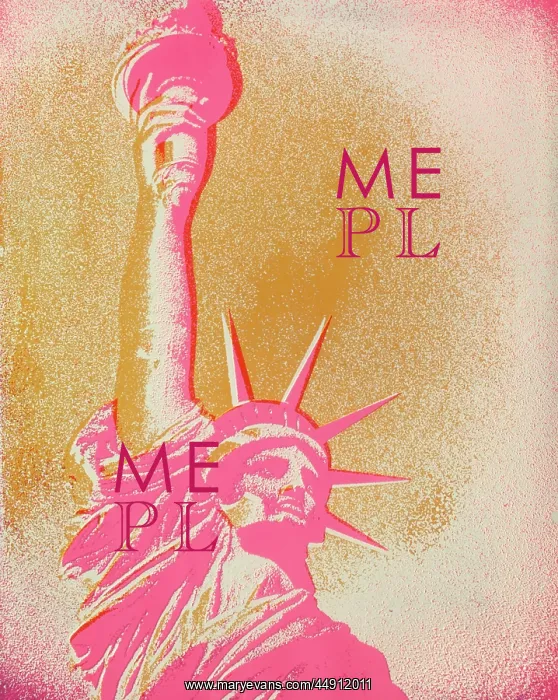 : Statue Liberty in Pink with Gold Background : Statue Liberty in Pink with Gold Background