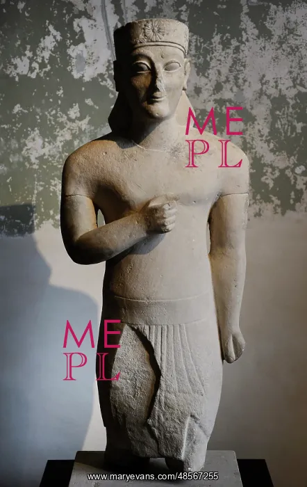 : Statue of a man with rosette-diadem. Cyprus : Statue of a man with rosette-diadem. Cyprus