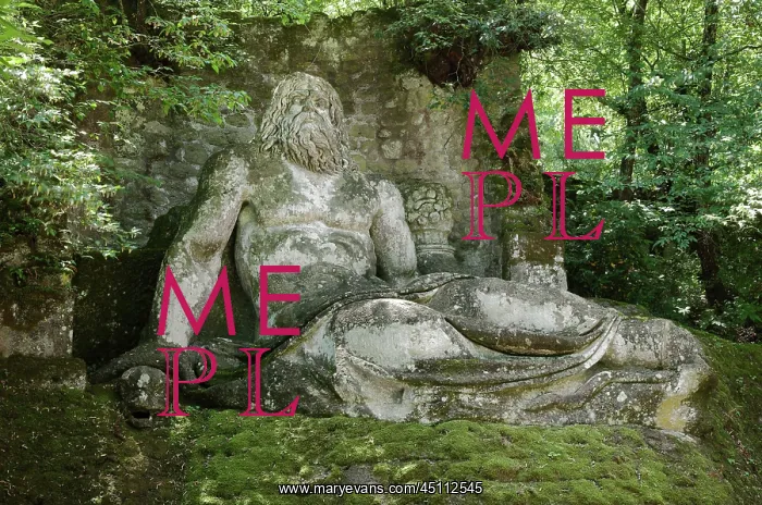 : Statue of Neptune, Garden of Bomarzo, Bomarzo, Lazio, Italy : Statue of Neptune, Garden of Bomarzo, Bomarzo, Lazio, Italy