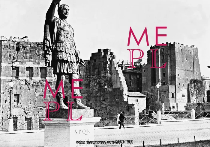 : Statue of Nerva and Torre de Conti in Rome, 1934 : Statue of Nerva and Torre de Conti in Rome, 1934