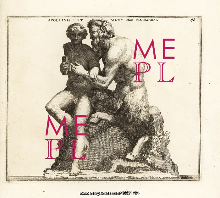 : Statue of Roman god Pan and the shepherd Daphnis : Statue of Roman god Pan and the shepherd Daphnis