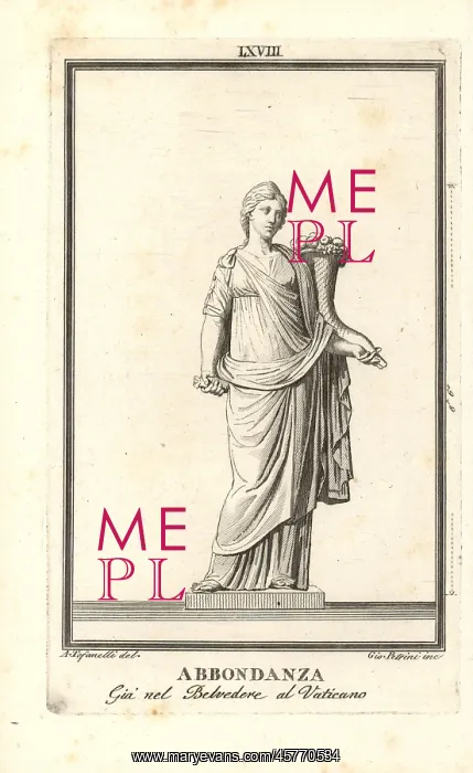 : Statue of the Roman goddess Abundantia with cornucopia : Statue of the Roman goddess Abundantia with cornucopia