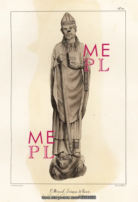 : Statue of Saint Marcellus, 360 - oae436, 9th Bishop of Pari : Statue of Saint Marcellus, 360 - oae436, 9th Bishop of Pari