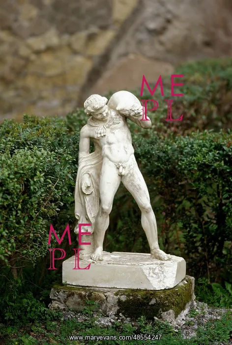 : Statue of a Satyr holding a wineskin. Herculaneum : Statue of a Satyr holding a wineskin. Herculaneum