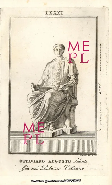 : Statue of a seated Roman Emperor Augustus, Ottaviano Augusto : Statue of a seated Roman Emperor Augustus, Ottaviano Augusto