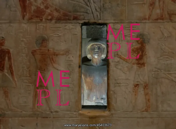 : Statue, Serdab, Tomb of Ty, Saqqara, Egypt : Statue, Serdab, Tomb of Ty, Saqqara, Egypt