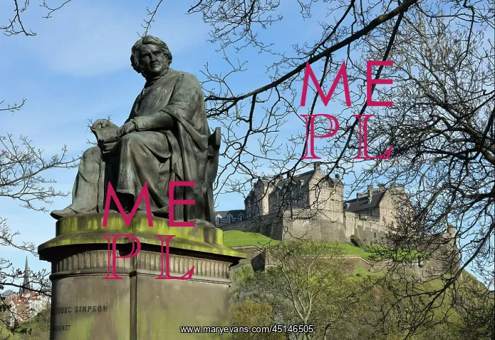 : Statue of Sir James Young Simpson and Edinburgh : Statue of Sir James Young Simpson and Edinburgh