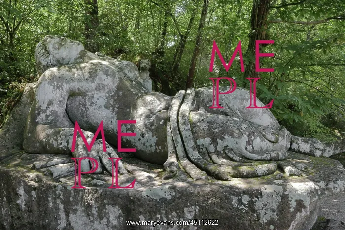 : Statue of sleeping nymph, Garden of Bomarzo, Bomarzo : Statue of sleeping nymph, Garden of Bomarzo, Bomarzo