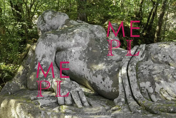 : Statue of sleeping nymph, Garden of Bomarzo, Bomarzo : Statue of sleeping nymph, Garden of Bomarzo, Bomarzo