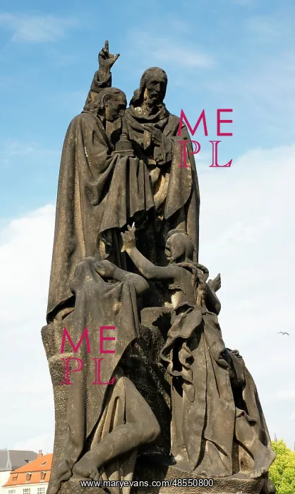 : Statue of St. Cyril and St. Methodius. Prague. Czech Republi : Statue of St. Cyril and St. Methodius. Prague. Czech Republi